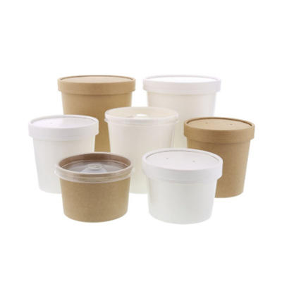 Soup paper container with paper lids